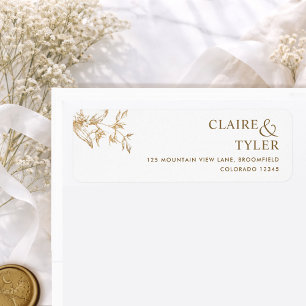 Elegant Chic White and Gold Wedding Return Address Label