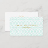 Elegant Chic White and Turquoise Lattice Pattern Business Card (Front/Back)