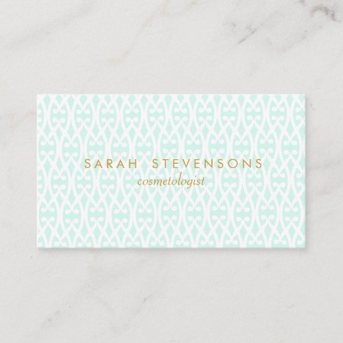 Elegant Chic Lattice Pattern Cosmetology Aqua Spa Business Cards