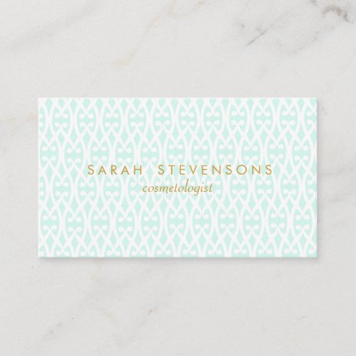 Customizable Elegant Chic Lattice Pattern Cosmetology Aqua Spa Business Cards