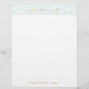 Elegant Chic White and Turquoise Lattice Pattern Letterhead