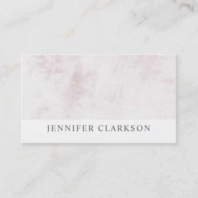 Elegant chic white brushed marble professional business card (Front)
