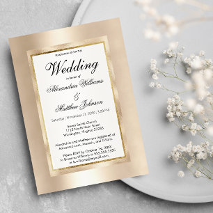 Elegant chic white champagne gold glamour Wedding Invitation