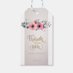 Elegant Chic White,Gold,Floral Thank You Gift Tags