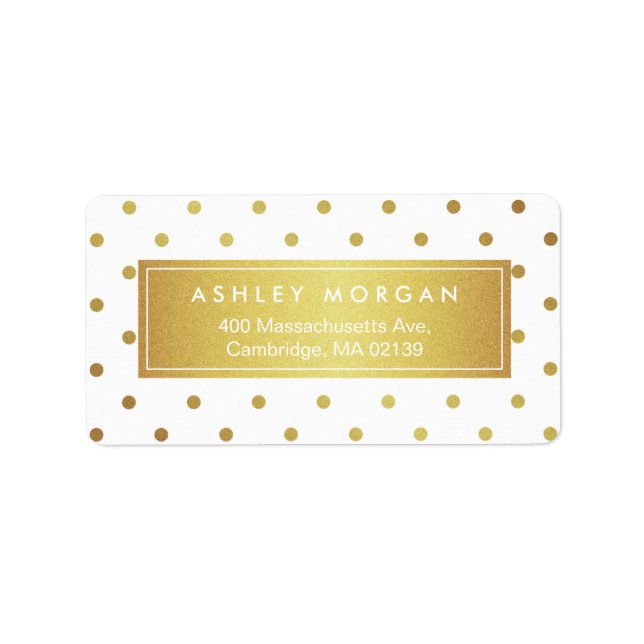 Elegant Chic White Gold Glitter Polka Dots Label (Front)