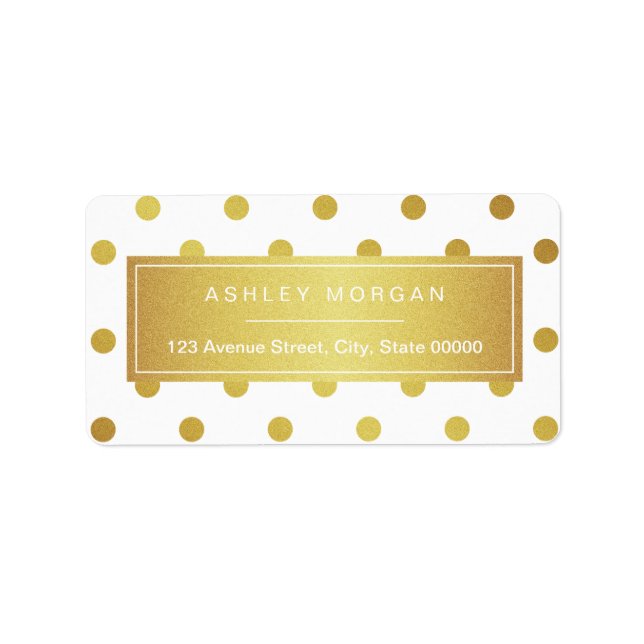 Elegant Chic White Gold Glitter Polka Dots Label (Front)