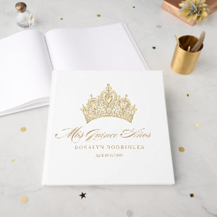 Elegant Chic White Gold Quinceanera Guest Book