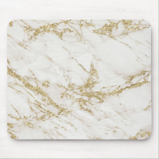 Elegant chic white gray gold glitter marble mouse pad