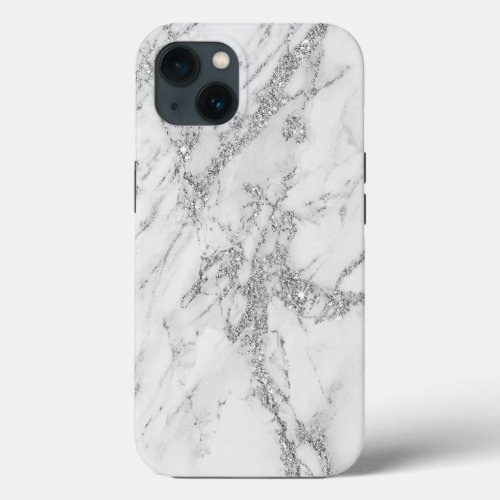 Elegant chic white gray silver glitter marble Case