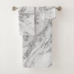 Elegant Chic White Gray Silver Marble Bath Towel Set at Zazzle