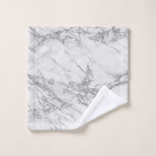Elegant chic white gray silver marble bath towel set Zazzle