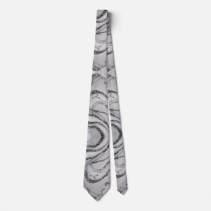 Elegant chic white gray silver marble Patterns Neck Tie