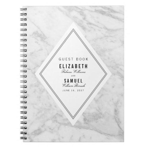 Elegant Chic White Grey Marble Wedding Guestbook Notebook