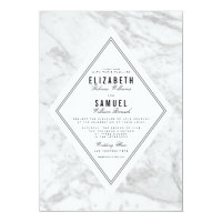 Elegant Chic White Grey Marble Wedding Invitation