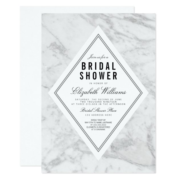 Elegant Chic White Marble Bridal Shower Invite