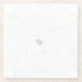 Elegant Chic White Marble & Florals Save the Date Glass Coaster (Back)