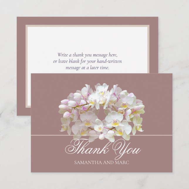 Elegant Chic White Orchid Bridal Shower Thank You Card (Front/Back)