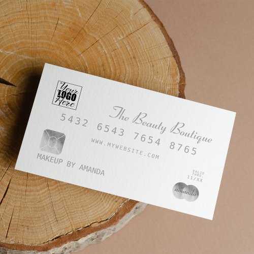 Elegant Chic White Silver Luxury Credit Card Logo
