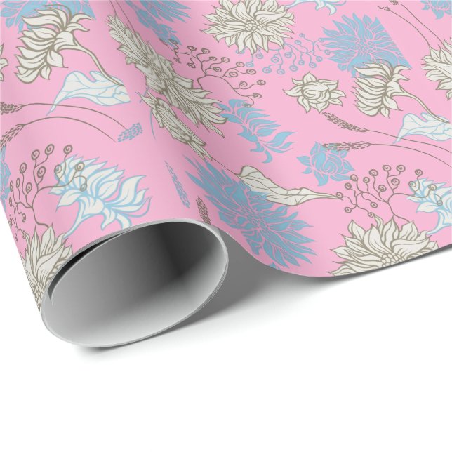 Elegant  Chic Wildflower Pink Wrapping Paper (Roll Corner)