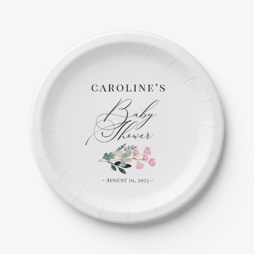 Elegant Chic Wildflower Watercolor Baby Shower Paper Plates