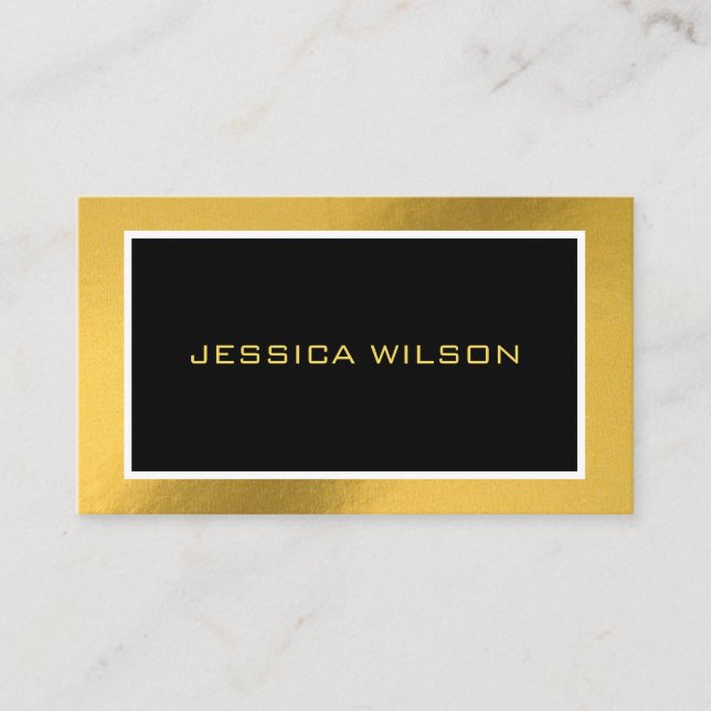 Elegant chic with gold frame business card (Front)