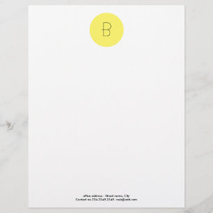 Elegant Chic Yellow Circle Monogram Office Letterhead