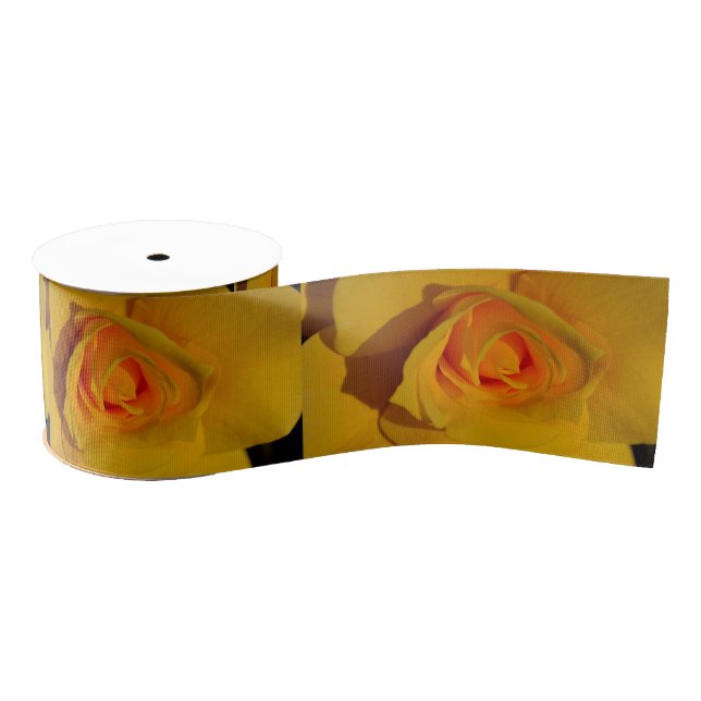 Elegant chic Yellow Roses Grosgrain Ribbon (Spool)