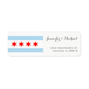 Elegant Chicago Flag Template   Red Blue Gray Label