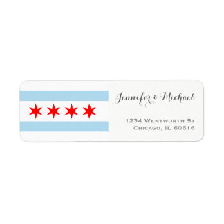 Elegant Chicago Flag Template | Red Blue Gray Label