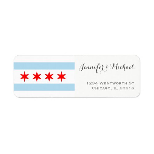 Elegant Chicago Flag Template  Red Blue Gray Label