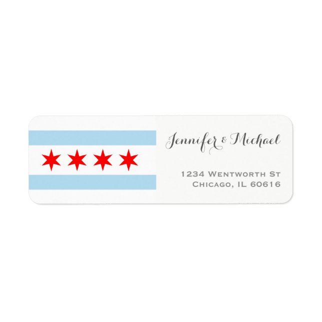 Elegant Chicago Flag Template | Red Blue Gray Label (Front)