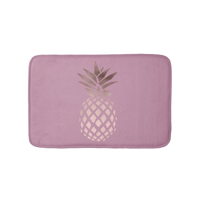 elegant chick clear rose gold tropical pineapple bathroom mat (Front)