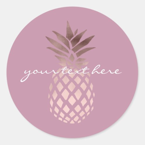 elegant chick clear rose gold tropical pineapple classic round sticker