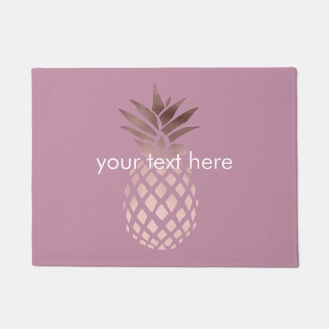 elegant chick clear rose gold tropical pineapple doormat (Front)