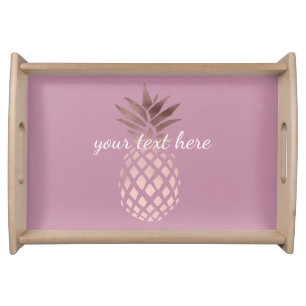 elegant chick clear rose gold tropical pineapple serving tray