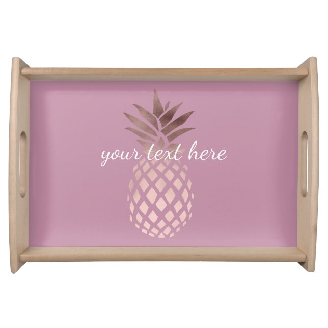 elegant chick clear rose gold tropical pineapple serving tray (Front)