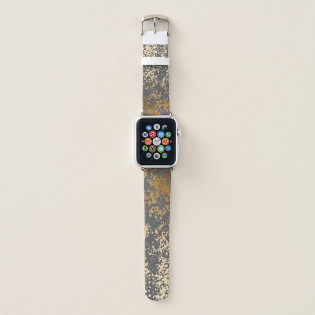 elegant chick faux gold and grey brushstrokes apple watch band (Front)