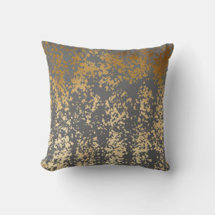 elegant chick faux gold and grey brushstrokes throw pillow