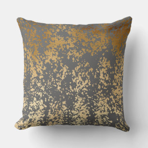 elegant chick faux gold and grey brushstrokes throw pillow