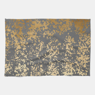 elegant chick faux gold and grey brushstrokes towel