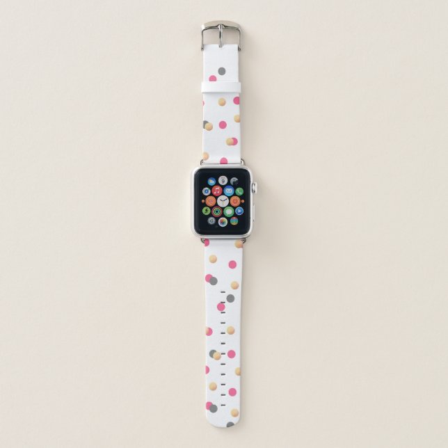 elegant chick faux gold grey pink confetti dots apple watch band (Front)