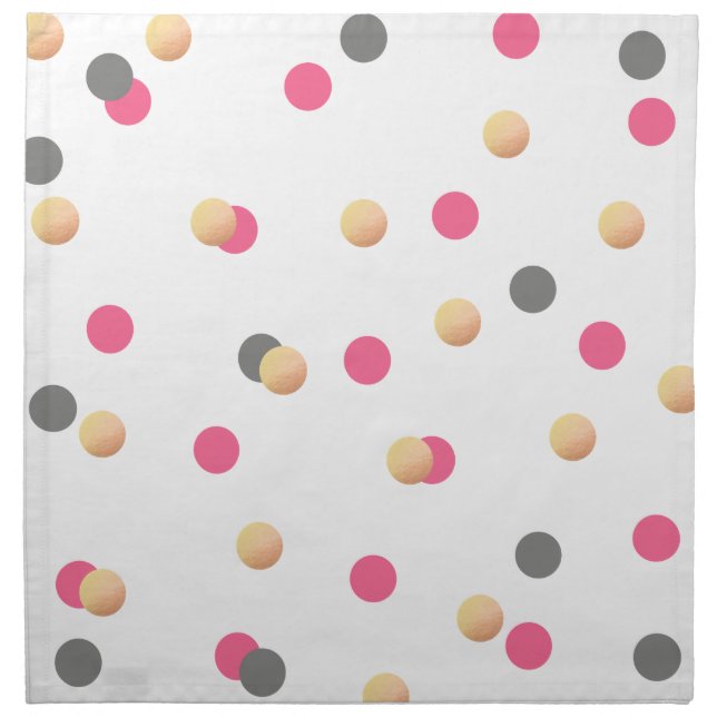 elegant chick faux gold grey pink confetti dots cloth napkin (Front)