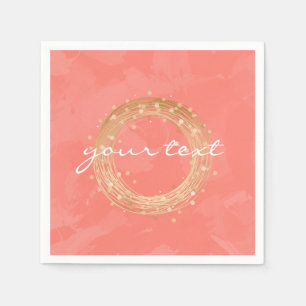 elegant chick faux gold wreath pink brushstrokes napkins