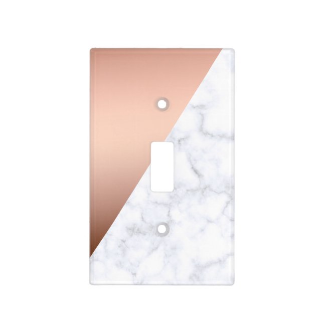 Elegant chick geometric white marble rose gold light switch cover (Front)