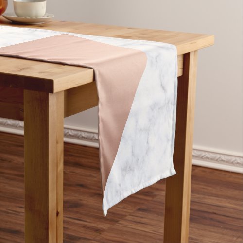 Elegant chick geometric white marble rose gold short table runner