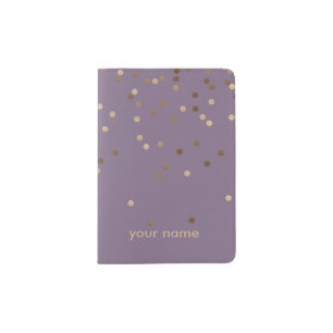 elegant chick glam rose gold confetti dots violet passport holder