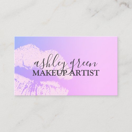 Elegant chick gradient purple lips makeup artist business card