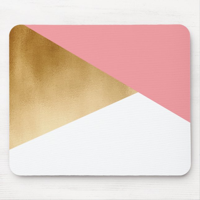 elegant chick modern faux gold pink geometric mouse pad (Front)