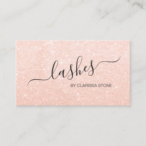 Elegant chick modern rose gold glitter lashes business card