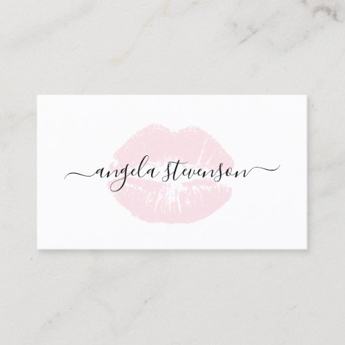 Elegant chick pastel pink lips logo makeup artist business card